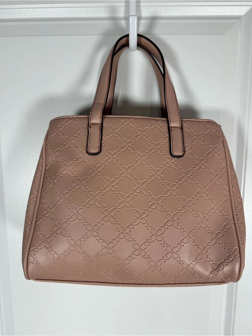 Nine West Dusty Rose Embossed Satchel Purse Faux Leather